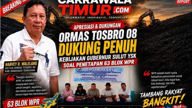 Ketua Ormas Tosbro 08 Mitra Harvey R Walelang Mengapresiasi Kebijakan Gubernur Sulut YSK Soal Penetapan 63 Block WPR.